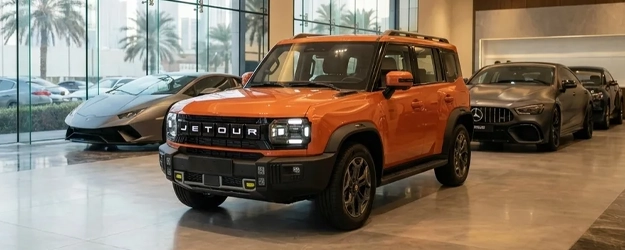 Brand-new Zeekr 9X SUV outside a modern showroom at Ras Al Khor Car Market, Dubai