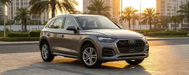 Gently used 2022 Audi Q5 in immaculate condition on a Dubai street